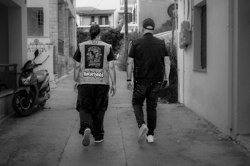 Gravity X members walking in Skiathos